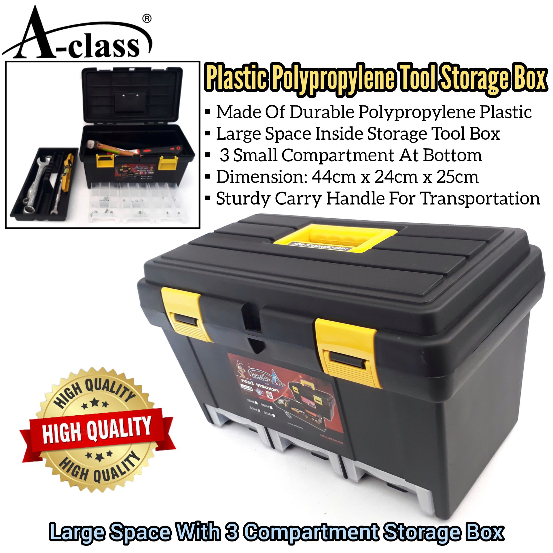 ACLASS DURABLE PLASTIC POLYPROPYLENE LARGE SPACE WITH 3 SMALL